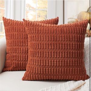 Textured Orange Throw Pillow Set